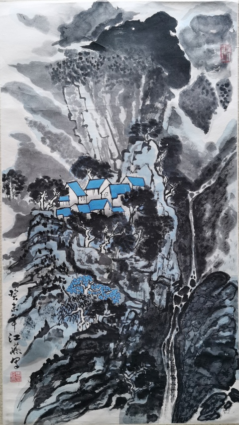 古玩字畫北京美協會員88歲高齡老畫家馬江燕山水圖拍賣,當前價格1288元