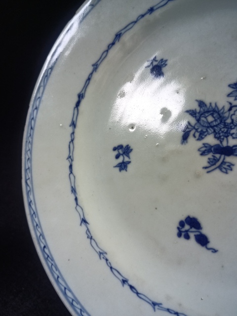 古玩陶瓷清三代乾隆青花花卉盤拍賣，當前價格550元