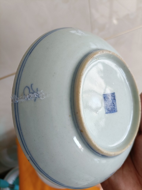 古玩陶瓷清乾隆本朝款纏枝紋細路青花賞盤拍賣,當前價格880元