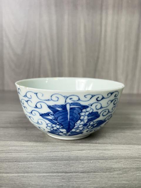 古玩陶瓷清道光 二級官內府青花芭蕉花蝶紋碗拍賣，當前價格1880元