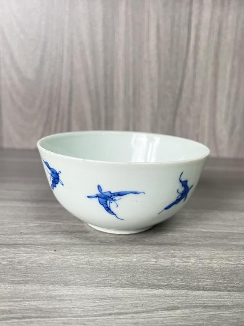 古玩陶瓷清道光 二級官內府青花芭蕉花蝶紋碗拍賣，當前價格1880元