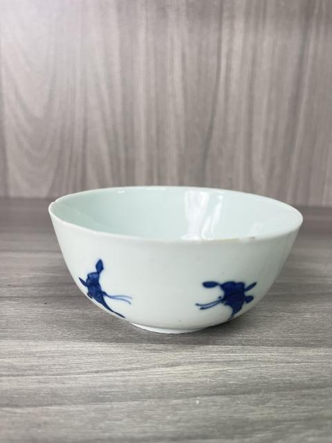 古玩陶瓷清道光 二級(jí)官內(nèi)府青花芭蕉花蝶紋碗拍賣(mài)，當(dāng)前價(jià)格1100元