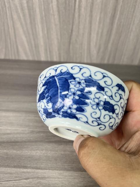 古玩陶瓷清道光 二級(jí)官內(nèi)府青花芭蕉花蝶紋碗拍賣(mài)，當(dāng)前價(jià)格1100元