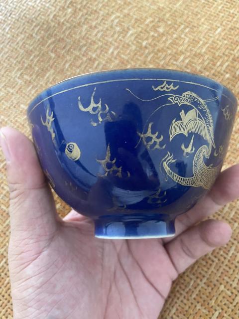 古玩陶瓷清.乾隆霽藍釉描金龍紋碗拍賣,當前價格18888元