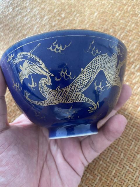 古玩陶瓷清.乾隆霽藍釉描金龍紋碗拍賣,當前價格18888元