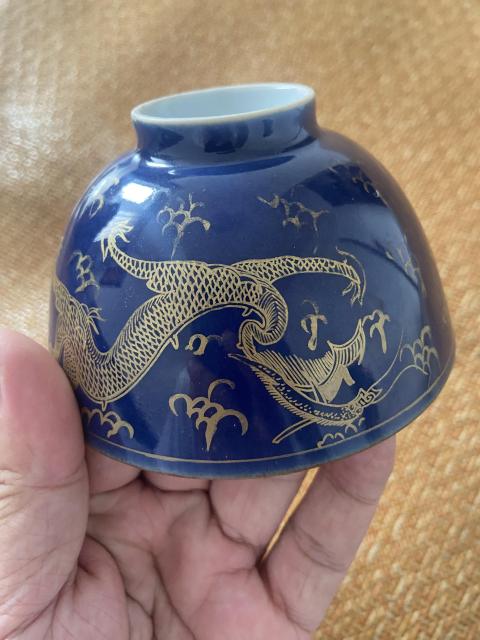 古玩陶瓷清.乾隆霽藍釉描金龍紋碗拍賣,當前價格18888元