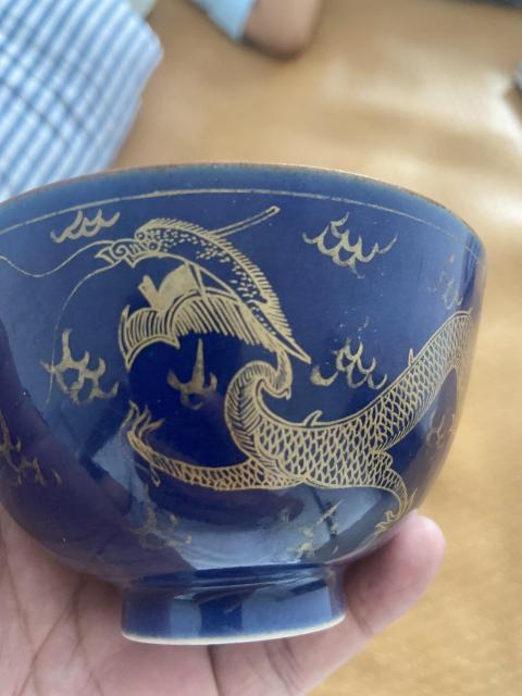 古玩陶瓷清.乾隆霽藍釉描金龍紋碗拍賣,當前價格18888元
