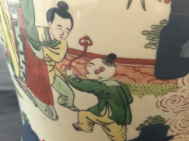古玩陶瓷清晚青花人物故事紋將軍罐拍賣，當前價格32000元