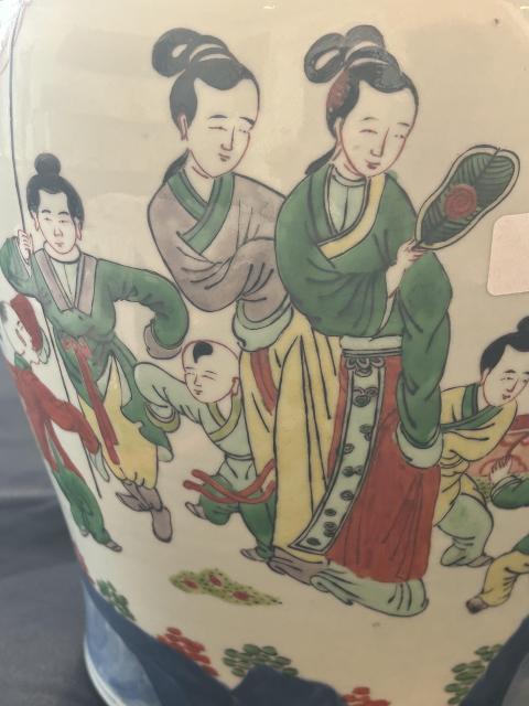 古玩陶瓷清晚青花人物故事紋將軍罐拍賣，當前價格32000元
