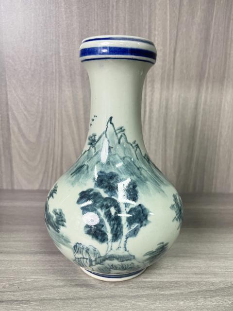 古玩陶瓷青花山水人物紋洗口瓶(雍正官窯款)拍賣,當(dāng)前價格280元