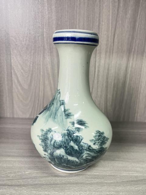 古玩陶瓷青花山水人物紋洗口瓶(雍正官窯款)拍賣,當(dāng)前價格280元