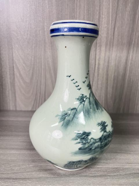 古玩陶瓷青花山水人物紋洗口瓶(雍正官窯款)拍賣,當(dāng)前價格280元