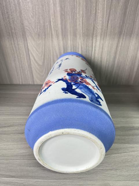 古玩陶瓷藍釉彩繪花鳥紋賞瓶拍賣，當前價格1元