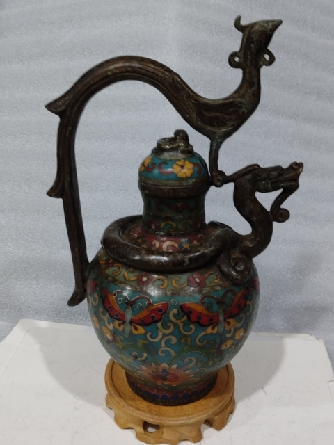 古玩雜項景泰藍龍鳳壺拍賣,當前價格1888元