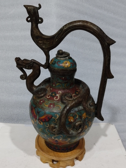 古玩雜項景泰藍龍鳳壺拍賣,當前價格1888元