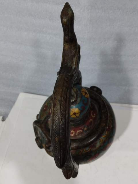 古玩雜項景泰藍龍鳳壺拍賣,當前價格1888元