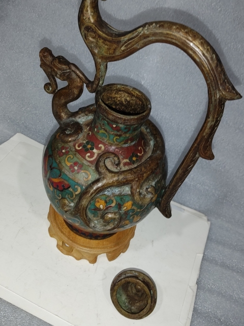古玩雜項景泰藍龍鳳壺拍賣,當前價格1888元
