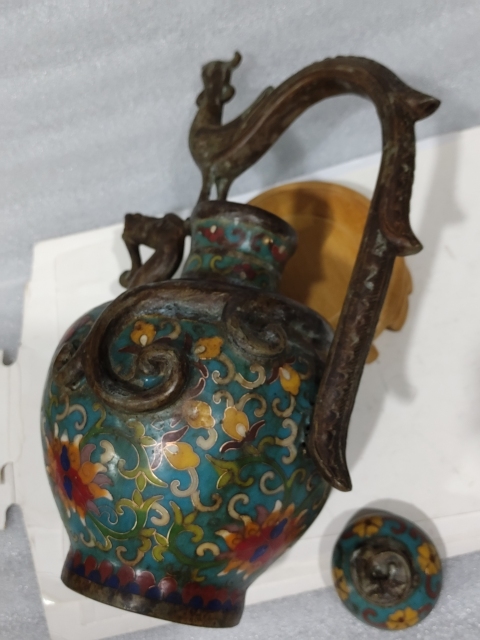 古玩雜項景泰藍龍鳳壺拍賣,當前價格1888元