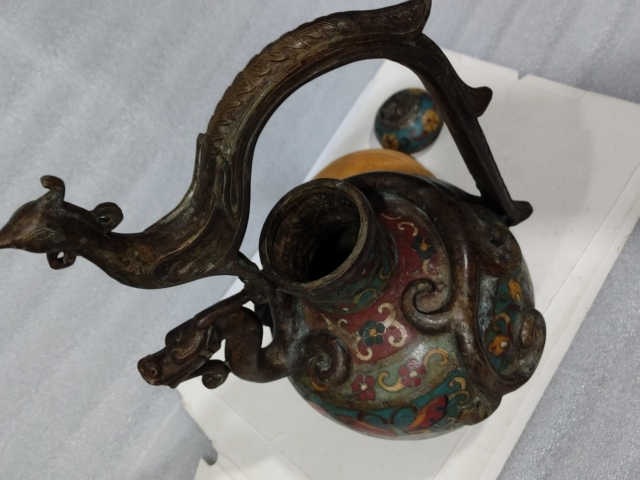 古玩雜項景泰藍龍鳳壺拍賣,當前價格1888元