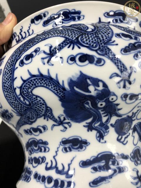 古玩陶瓷五爪青花趕珠龍紋廣口罐拍賣，當前價格11800元
