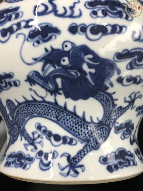 古玩陶瓷五爪青花趕珠龍紋廣口罐拍賣，當前價格11800元