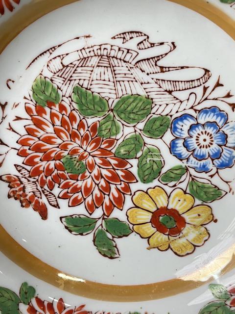 古玩陶瓷粉彩花卉紋折沿盤一對拍賣,當前價格290元
