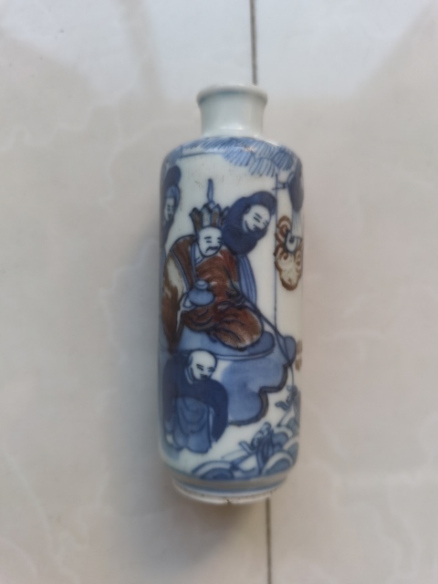 古玩陶瓷青花釉里紅鼻煙壺拍賣，當前價格10000元