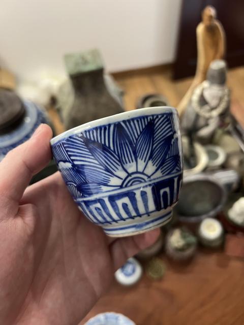 古玩陶瓷清代青花杯拍賣,當前價格233元