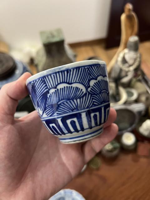 古玩陶瓷清代青花杯拍賣,當前價格233元