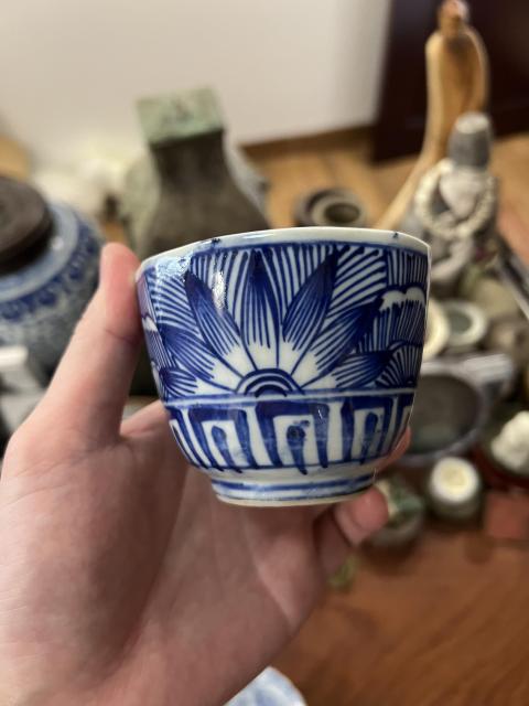古玩陶瓷清代青花杯拍賣,當前價格233元