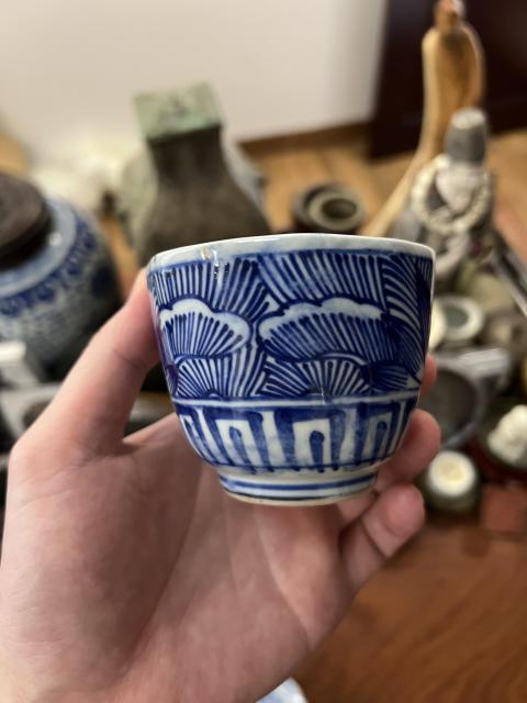 古玩陶瓷清代青花杯拍賣,當前價格233元
