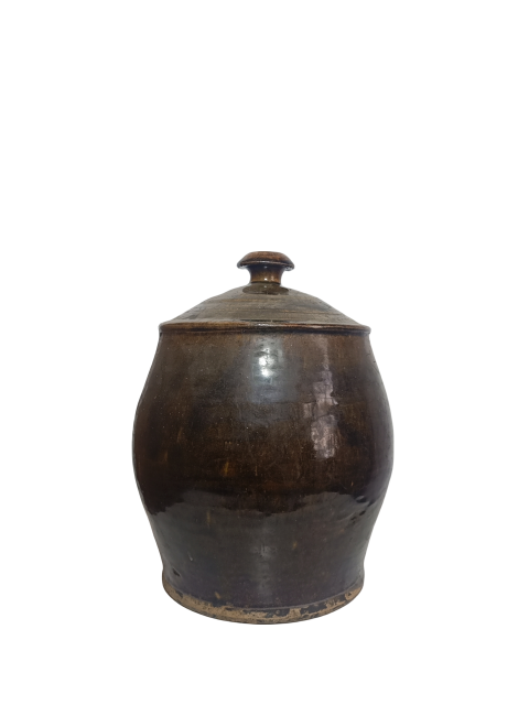 古玩陶瓷明代，磁州窯系窯變黑釉梅瓶拍賣，當前價格1111元