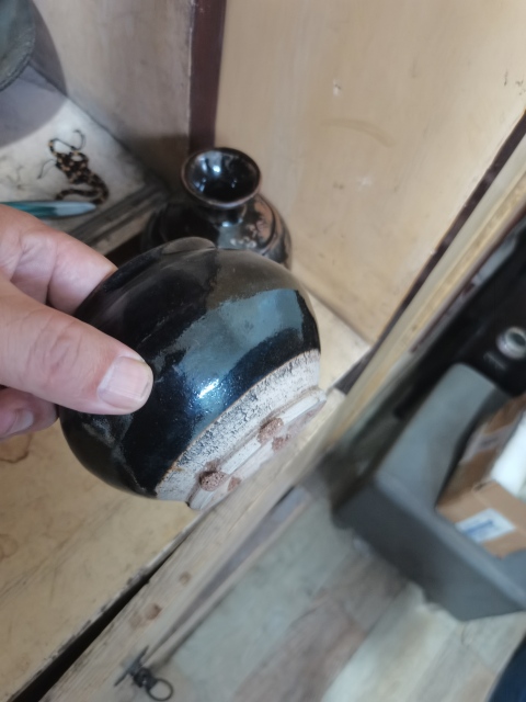 古玩陶瓷元明·窯變磁州窯黑釉小茶入拍賣，當前價格2999元