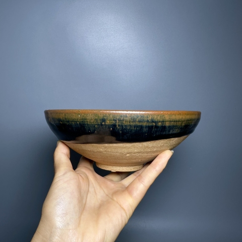 古玩陶瓷耀州窯黑地兔毫釉大碗拍賣，當前價格11000元