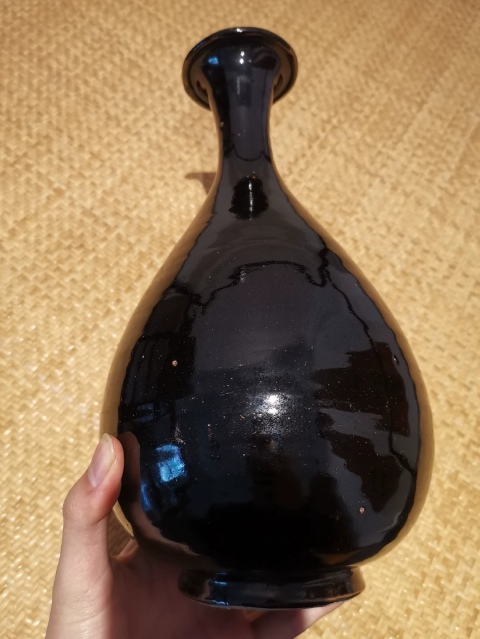 古玩陶瓷磁州窯烏金釉玉壺春瓶拍賣，當前價格30000元