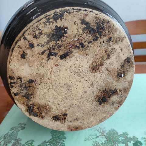 古玩陶瓷明代,磁州窯醬釉玄紋高領罐拍賣,當前價格760元