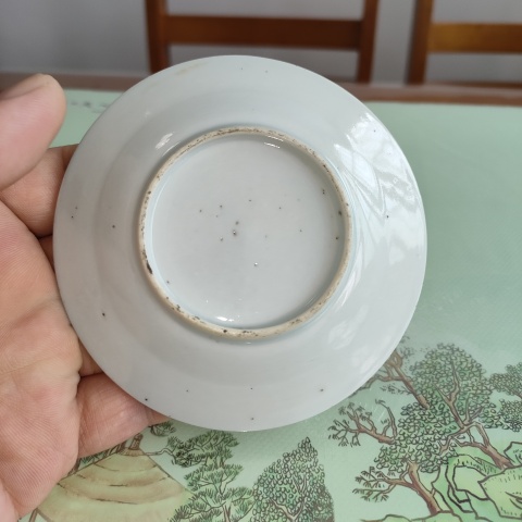 古玩陶瓷民國，素雅青花邊線紋壓手杯，碟拍賣，當前價格69元