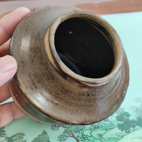古玩陶瓷明，磁州窯茶葉末釉折肩罐拍賣，當(dāng)前價(jià)格299元