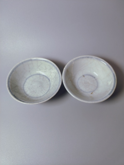 古玩陶瓷明代?青花藍圈碗,一只全品,另一只白送拍賣,當前價格388元