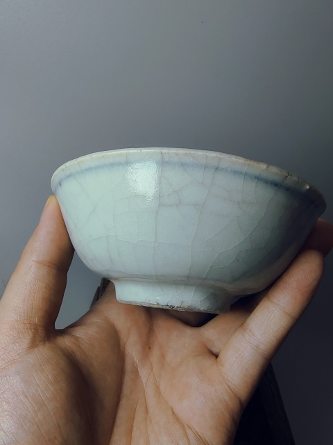 古玩陶瓷明代?青花藍圈碗,一只全品,另一只白送拍賣,當前價格388元