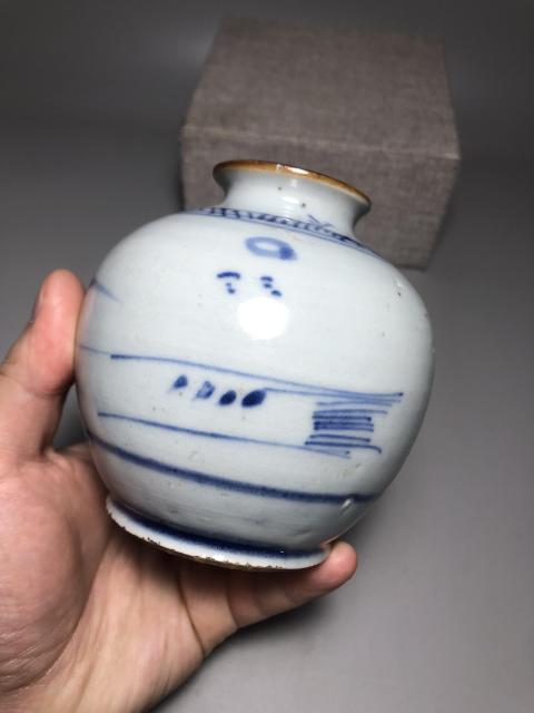 古玩陶瓷清乾隆,青花山水人物紋石榴尊拍賣,當前價格3600元