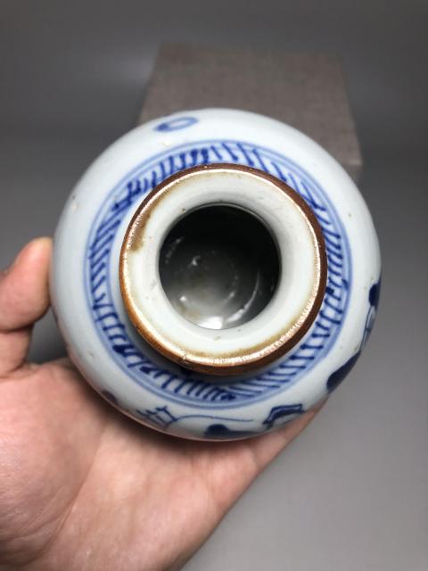古玩陶瓷清乾隆,青花山水人物紋石榴尊拍賣,當前價格3600元