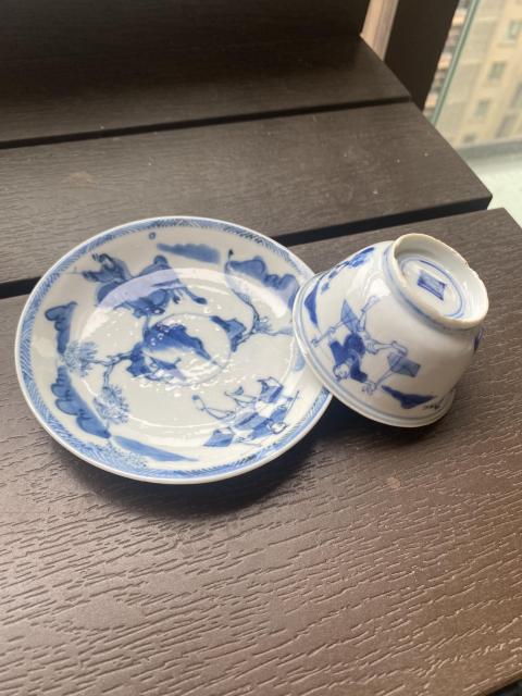 古玩陶瓷青花人物故事紋杯碟拍賣，當前價格3600元