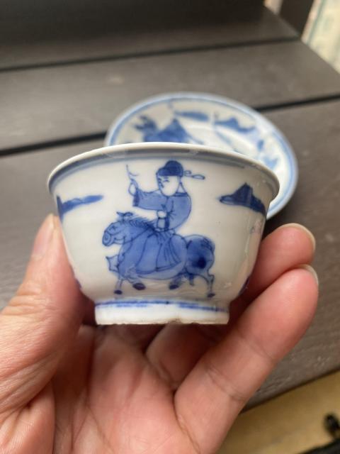 古玩陶瓷青花人物故事紋杯碟拍賣，當前價格3600元