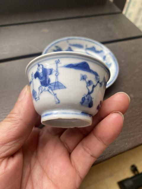 古玩陶瓷青花人物故事紋杯碟拍賣，當前價格3600元