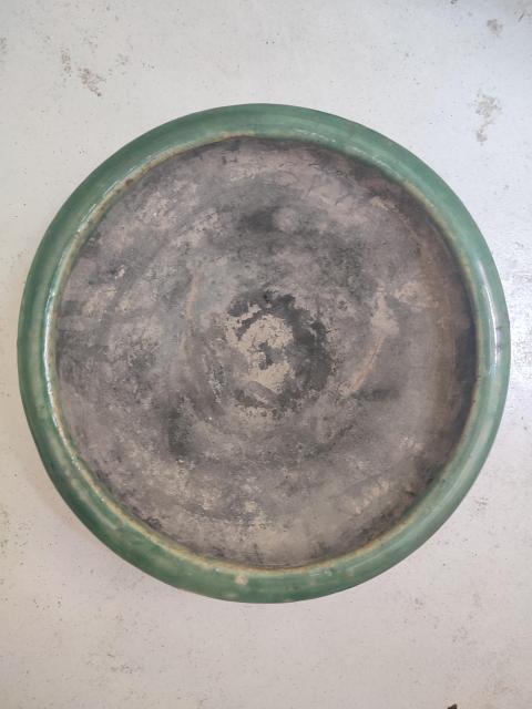 古玩陶瓷【實物保真】清末民初.綠釉窯變墨盤筆洗筆舔拍賣，當前價格298元