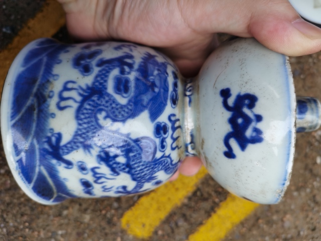 古玩陶瓷清代青花燭臺拍賣,當前價格3200元
