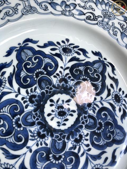 古玩陶瓷康熙青花如意花卉紋折沿大盤拍賣,當前價格9800元