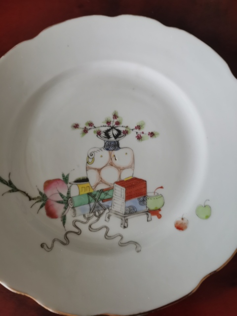 古玩陶瓷民國粉彩博古盤拍賣，當前價格780元