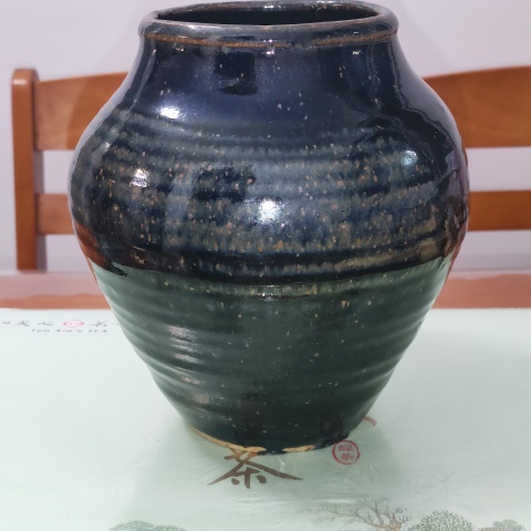 古玩陶瓷明,磁州窯窯變鐵銹釉罐拍賣,當前價格108元